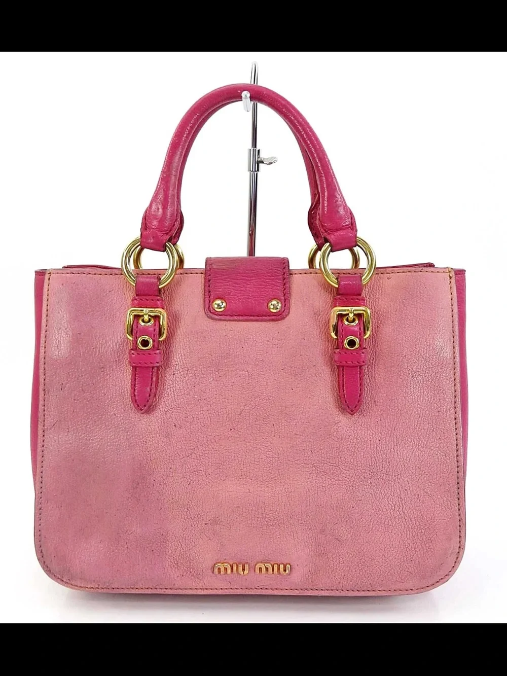 Miu Miu Two-Tone Pink Leather Top-Handle Satchel